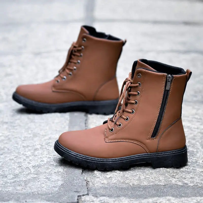 Botas de cuero con diseño alto de estilo británico