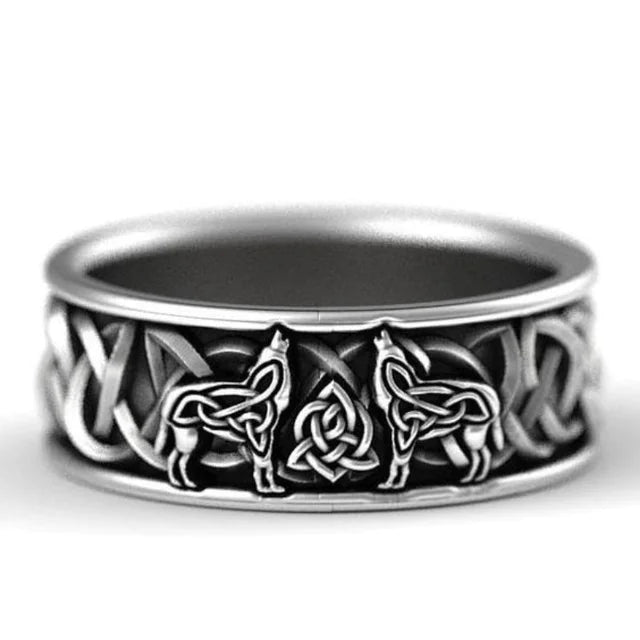 Anillo de lobo, Anillo con diseño, Diseño celta vikingo