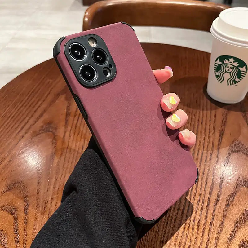 Funda de teléfono de piel de color sólido