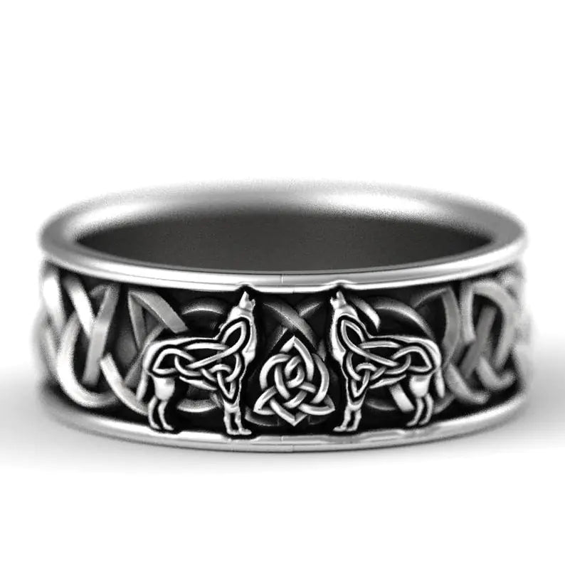 Anillo de lobo, Anillo con diseño, Diseño celta vikingo