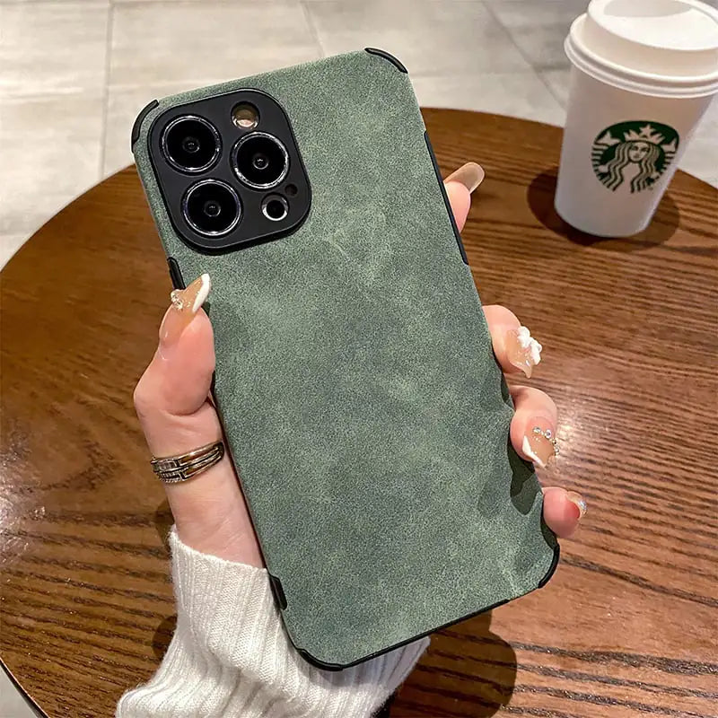 Funda de teléfono de piel de color sólido