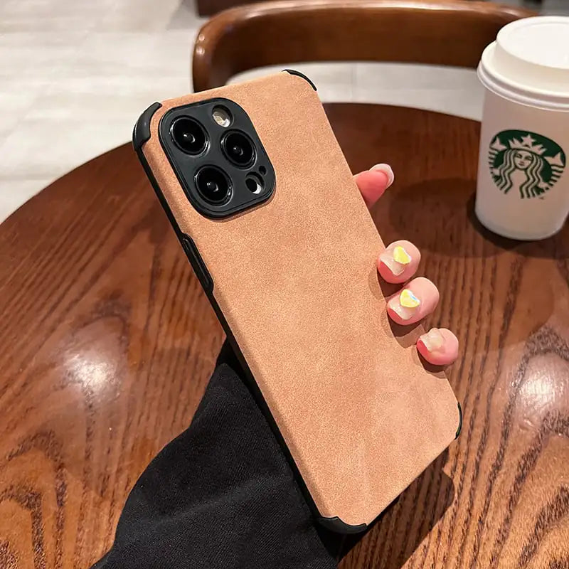 Funda de teléfono de piel de color sólido