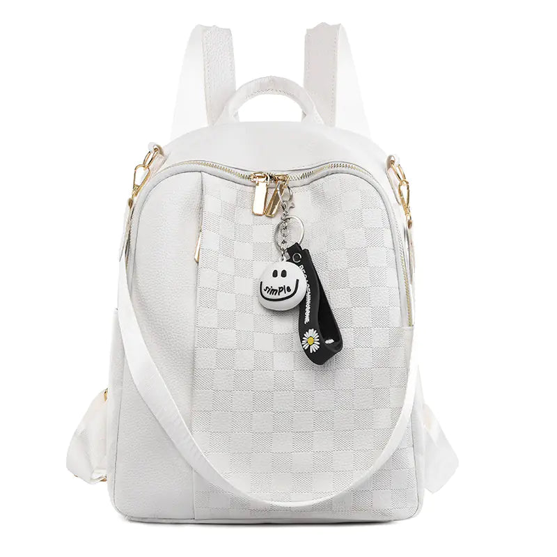 Mochila Retro de color de contraste para mujeres para viajar y escolar