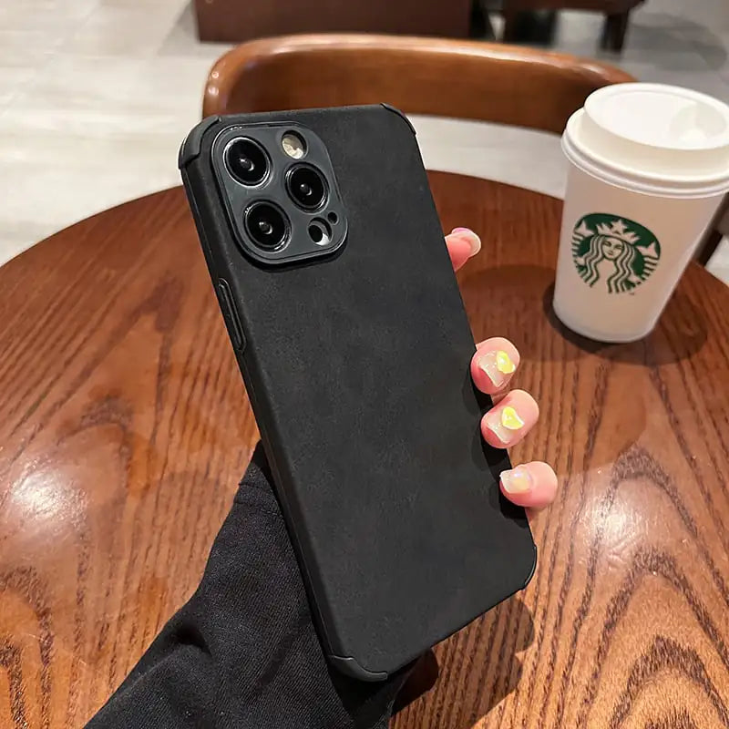 Funda de teléfono de piel de color sólido