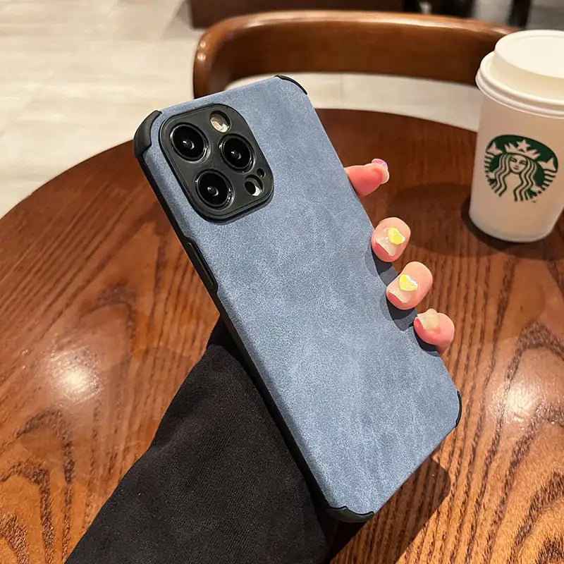 Funda de teléfono de piel de color sólido