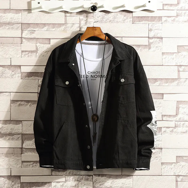 Chaqueta de mezclilla casual de ajuste holgado para hombres