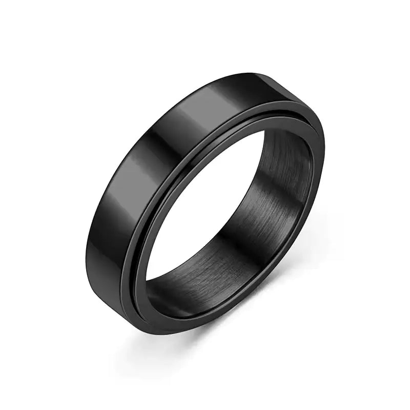 Anillo de Titanio de Acero Brillante y Rotable