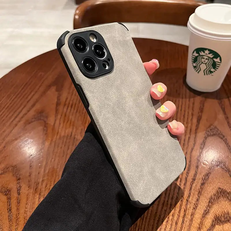 Funda de teléfono de piel de color sólido