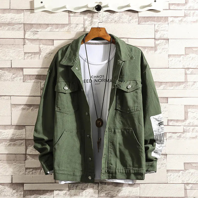 Chaqueta de mezclilla casual de ajuste holgado para hombres