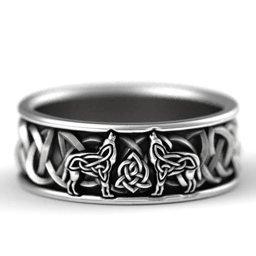 Anillo de lobo, Anillo con diseño, Diseño celta vikingo