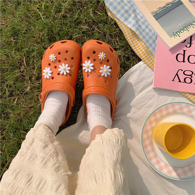Zapatillas de playa planas antideslizantes con estampado floral