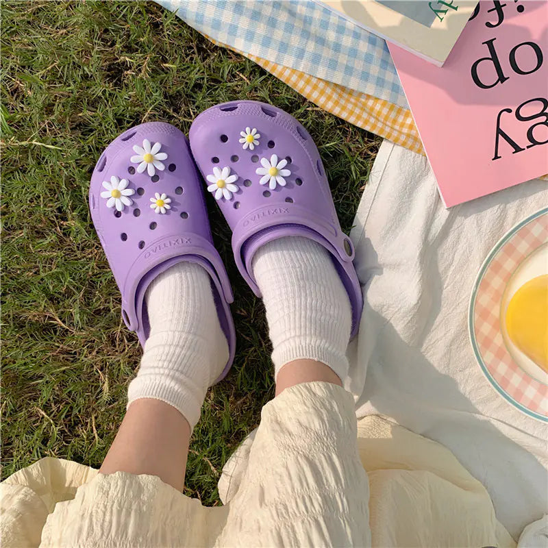 Zapatillas de playa planas antideslizantes con estampado floral