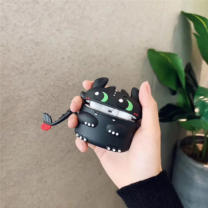 Funda de silicona de dragón de dibujos animados para AirPods Pro 3