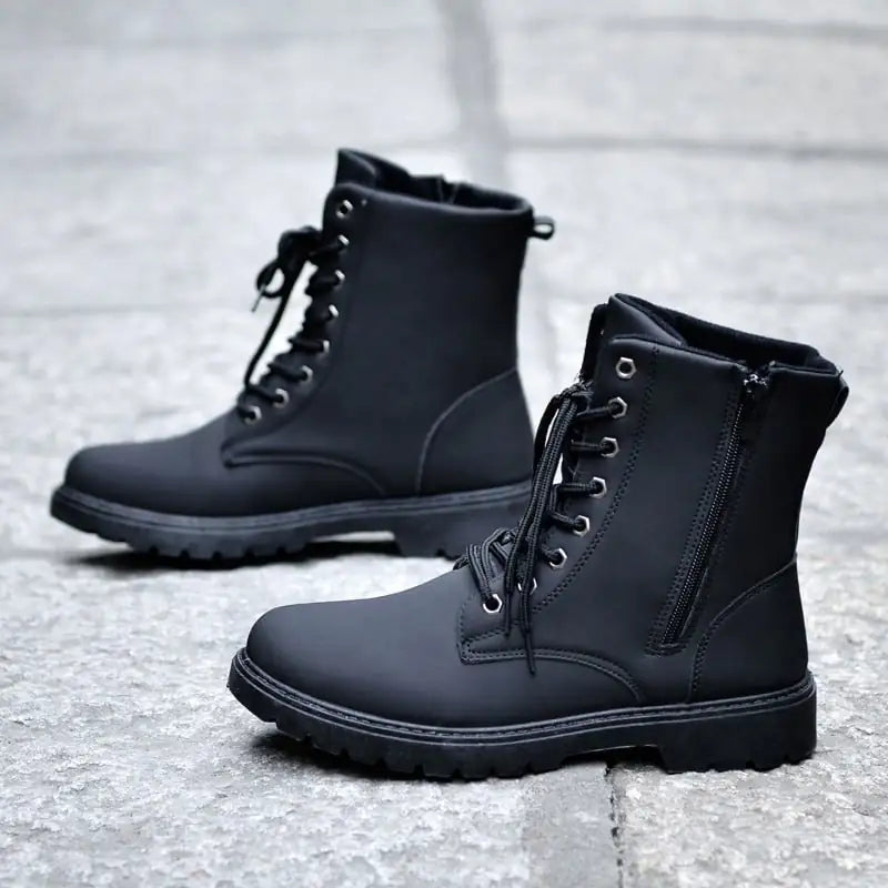 Botas de cuero con diseño alto de estilo británico