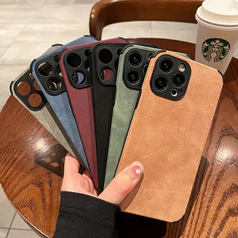 Funda de teléfono de piel de color sólido